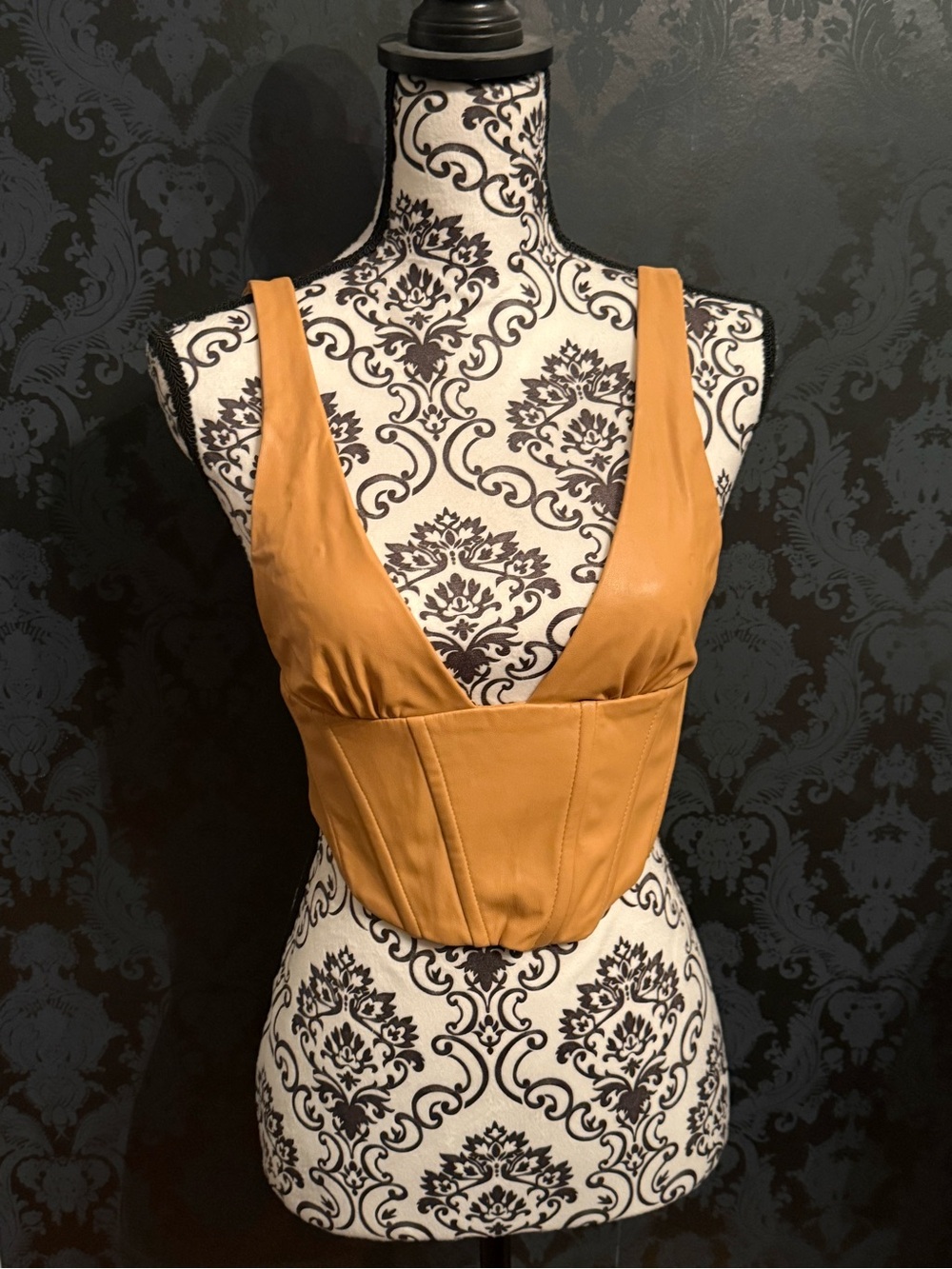 Zara Mustard Yellow Corset-Style Crop Top